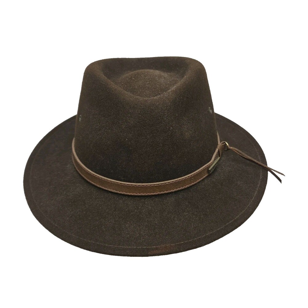 Pendelton Hat Fedora 100% Virgin Wool Brown Men Sz Medium Leather Band USA Made